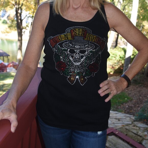 Guns N Roses   Rhinestone  bling sleeveless tank top  XS,S,M,L,XL,XXL,… - Picture 7 of 10